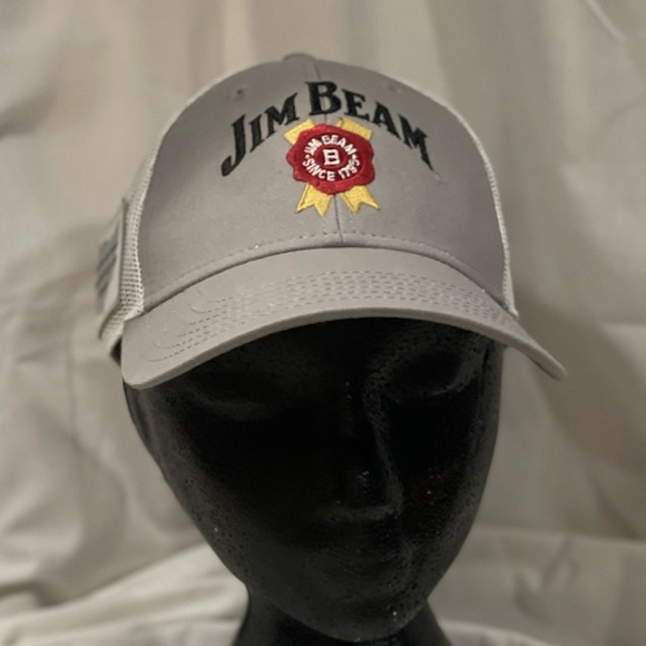 Jim Beam Other - Jim Beam Official Whiskey Logo Trucker Style‎ Hat Ball Cap Gray One Size Fits